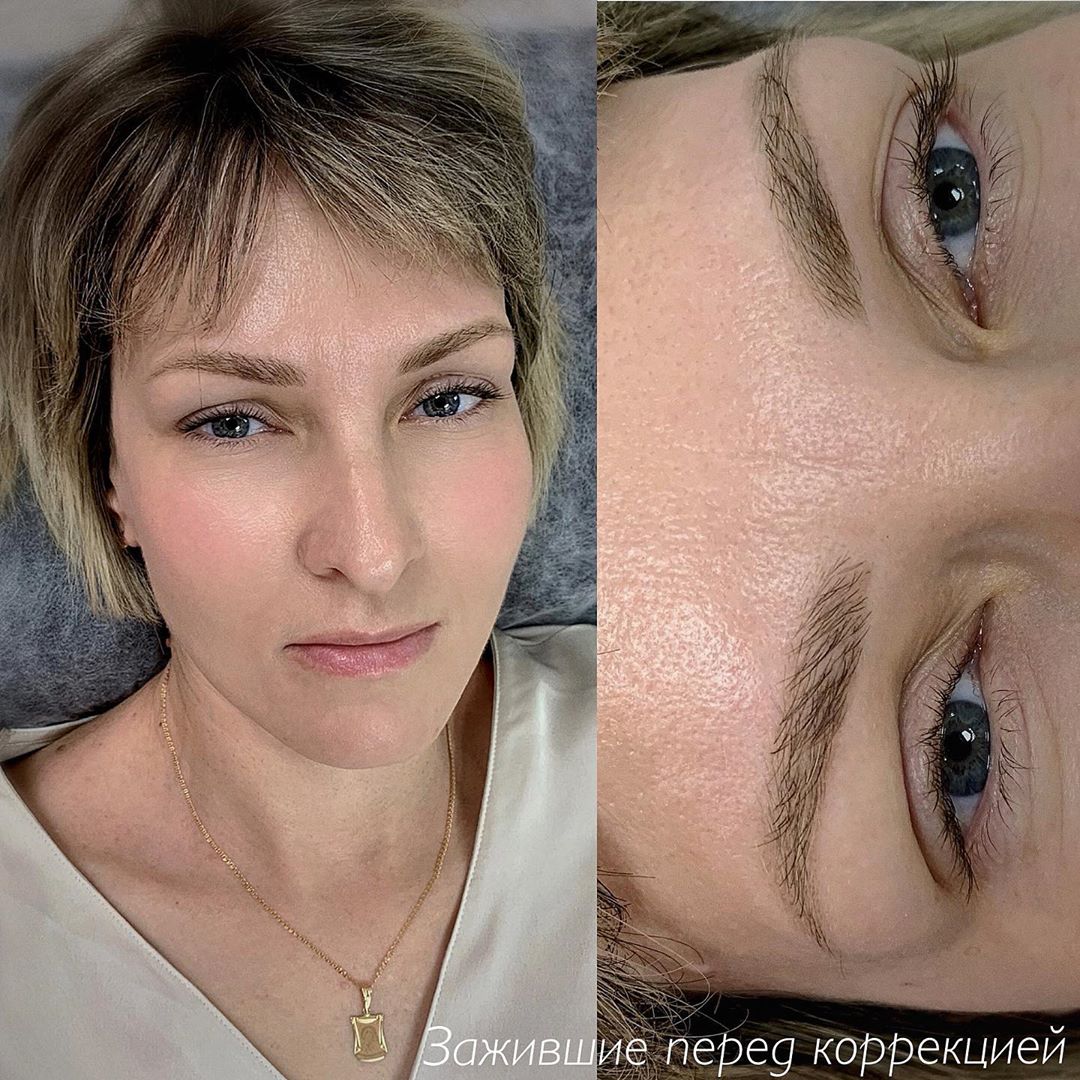 Перманентный макияж до и после коррекции